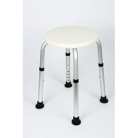 Taburete de ducha, ajustable en altura, blanco/plateado (1/3)