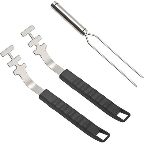 Anti-Burning Barbecue Tools, 2 Pieces 27 cm Grill Lifter and 29 cm Forks, Long Handle Barbecue Grill Lift, for Home, Camping, BBQ Stands (1/5)