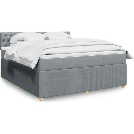 Boxspringbett mit Matratze Hellgrau 180x200 cm Stoff