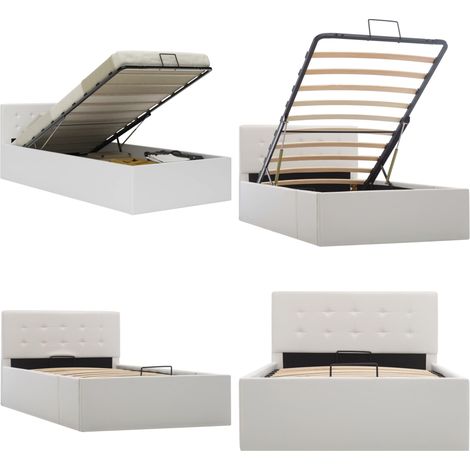 Stauraumbett Hydraulisch Weiß Kunstleder 100×200 cm - Stauraumbett - Hydraulisches Bett - Kunstledersofa - Boxspringbetten - Doppelbett - Home & Living