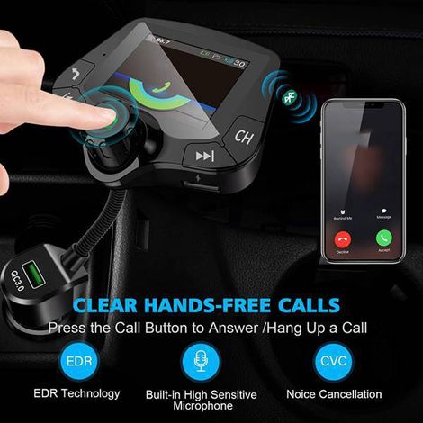Auto-MP3-Player mit großem Bildschirm zur Anzeige von Liedtexten und Songtiteln Wiedergabe von G24-Karten/USB-Sticks QC3.0-Schnelllade-Autoladegerät Bluetooth-Freisprecheinrichtung. (1/4)