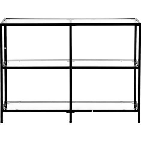 Mophorn 3-stufiger Konsolentisch moderner Flurtisch (100 x 30 x 72,9 cm) mit gehärteter Glasplatte, belastbar bis 30 kg, Beistelltisch mit Kippschutz für Wohnzimmer, Eingangsbereich oder Foyer