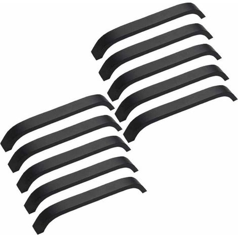Lot de 10 Poignées Noir de Meubles Moderne 160mm Poignées pour Porte Placard Armoire avec Vis (1/5)