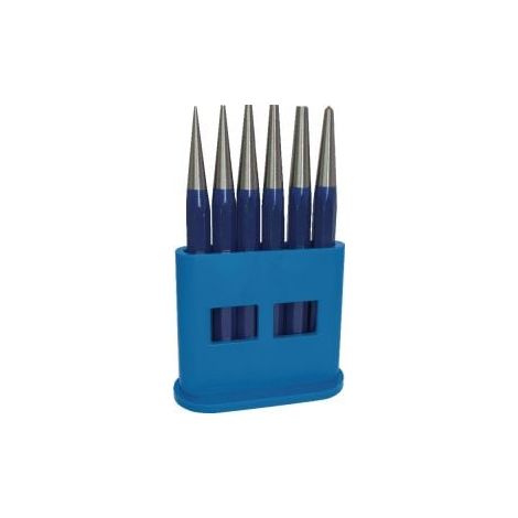 Jeu  de  chasses-goupilles  6  pièces  1-2-3-4-5  +  pointeau  D.4mm  porte-douille  TECWERK (1/2)