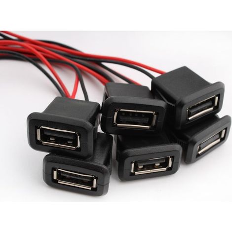 6PCS USB Type A souder connecteur, connecteur montage sur panneau USB Type A,2 fils câble de connecteur femelle USB A avec boucle à rainure à pression (1/5)