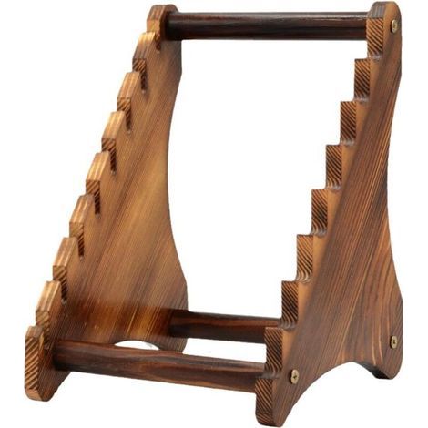 Présentoir a Couteaux en Bois a 7 Niveaux,Fixe Présentoir Collection Couteaux Pouvant Contenir Jusqu\'à 7 Couteaux pour la Maison, Restaurant,Cuisine,Comptoir,Table (1/4)