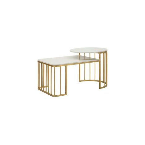 Table basse Ankara effet marbre structure dorée design