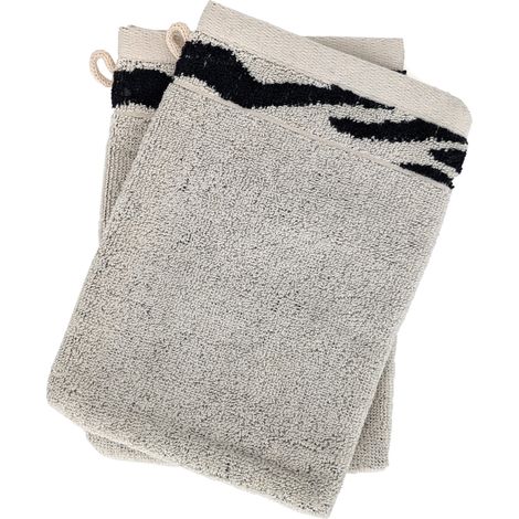 Lot de 2 gants de toilette absorbants coton ZEBRA bordure beige