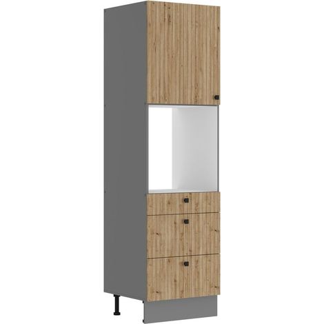 Küche AVA Artisan Hochschrank 60 cm Lamellenoptik Küchenzeile Einbauküche (1/5)