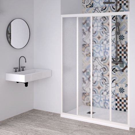 PORTA A 1 ANTA FISSA E 1 ANTA SCORREVOLE ACRILICO BIANCO - 120-130 cm Ap.57