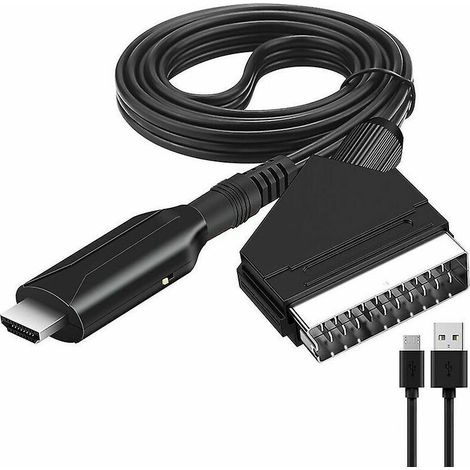 Adaptateur Peritel HDMI avec Câbles HDMI et Peritel, Convertisseur Peritel vers HDMI avec Fonction de Conversion 720/1080P Compatible pour HDTV Monitor/VHS/Sky Blu-Ray/PS3/DVD Player (1/5)