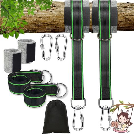 900 kg Hammock Strap Tree Swing Strap for Hammock Tree 2 x 150 cm with D-Ring, Two Hooks Carabiners (1/5)