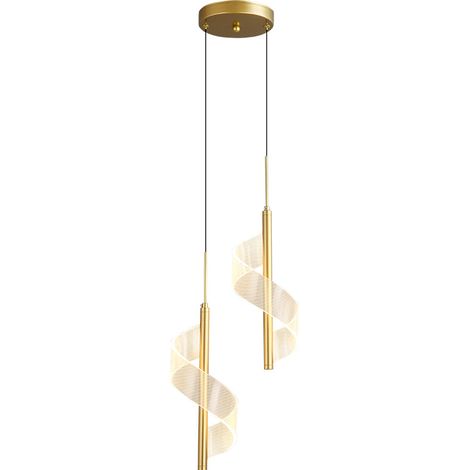 Lámpara colgante de acrílico transparente con 2 cabezales, lámpara colgante LED regulable, altura ajustable, lámpara de techo moderna para isla de cocina, comedor. (1/5)