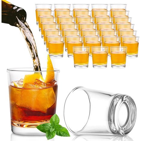 Lot de 36 Verres à shot, 25 ml, transparents, robustes, réutilisables, pour tequila vodka whisky, bar fête maison (1/5)