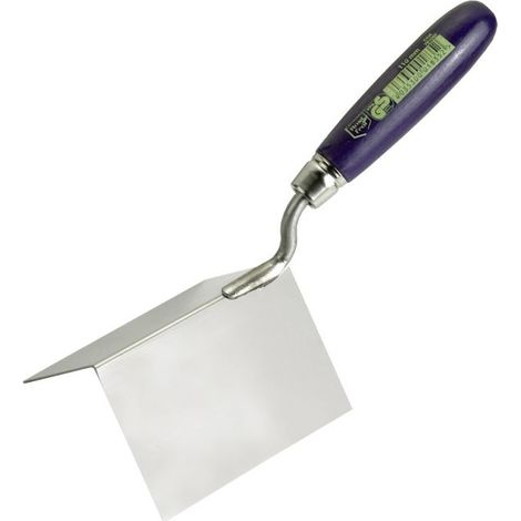Cazzuola in acciaio Inox per angoli esterni 75 x 75 mm, manico in legno