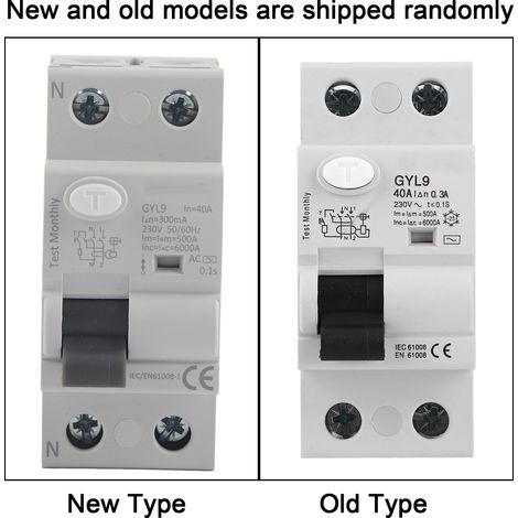 Disjoncteur différentiel de type GYL9, 2P, 230 V CA, 40 A, 300 mA (1/5)