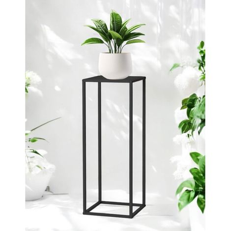 DanDiBo Pflanzenständer Metall Schwarz Eckig 80 cm 96588 Beistelltisch Hoch Blumenhocker Blumenständer Design Modern (1/5)