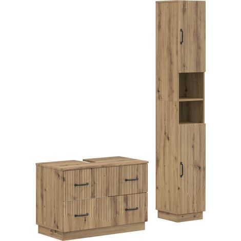 2 Piece Bathroom Cabinet Set HOORN Artisan Oak Engineered Wood vidaXL (1/5)