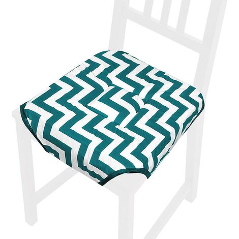 Cuscino Sedia Universale Cotone Lavabile Coprisedia Morbido A Righe Zig Zag 100% Made In Italy - Verde (1/2)