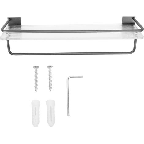 Porte-serviettes mural 30cm, étagère de douche en aluminium, grande capacité, rangement salle de bain gris, installation facile (1/5)