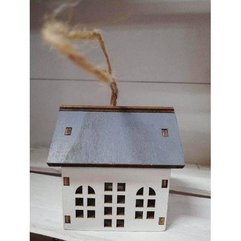 Casetta il legno bianco per albero di natale addobbi decorazioni natalizi da casa (1/5)