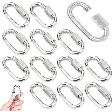 14 Pièces Mousqueton a Vis M4 Maillon Rapide en Acier Inoxydable 304 Mousqueton à Verrouillage avec Capuchon à Vis Mousqueton Fixe pour Connecter des Cordes Chaînes Gréement (1/5)