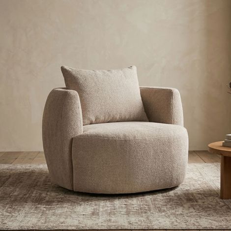 Fauteuil lounge 107x92x83 cm en tissu marron clair (1/5)
