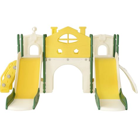 Toboggan pour enfants, ensemble de jeux, 7 en 1, utilisation intérieure et extérieure, Glissière Double (1/2)
