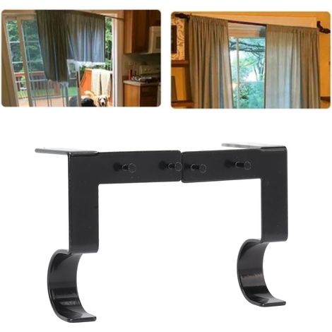 Supports de tringle à rideaux (paire/simple) - Supports créatifs pour tringle à rideaux romaine - Crochets noirs (1/5)