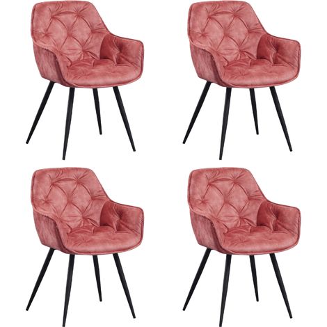 Set mit 4 Esszimmerstühlen Samt Audrey aus rosa Stoff – mit
