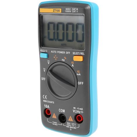 Multímetro digital ZT100, 4000 cuentas, pequeño, pantalla LCD, medición de capacitancia.