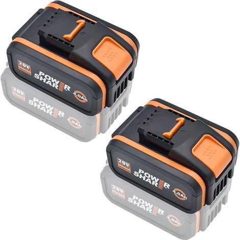 Lot De 2 Batteries De Rechange 20 V Pour Worx, Outils D'Alimentation Sans Fil Worx, Wa3551, Wa3553, 35514, Wa3551.1 Lithium-Ion (4000 Mah) (1/5)