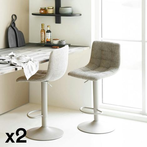 Tabouret de bar réglable en velours gris clair (lot de 2) SAVONE (1/5)