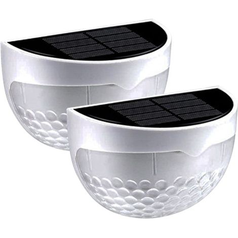 Lampes solaires de clôture, lampes décoratives d'extérieur pour jardin, appliques murales étanches, coque blanche, lumière chaude (1/4)