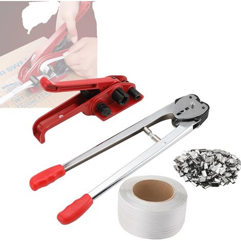 Kit de sangle de conditionnement, matériau en acier, largeur de sangle 13-19 mm, polyvalent pour la maison et l'industrie, opération facile en trois étapes, design compact et portable (1/5)