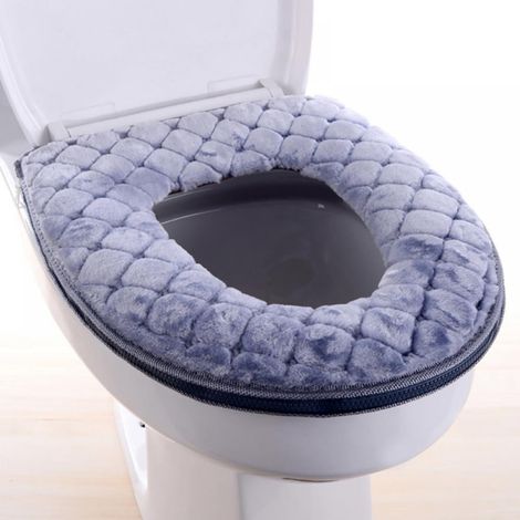 Couvre-Abattant De Toilette - Plush - 37,5 x 43,5 cm - Fermeture Éclair - Lavable En Machine - Pour Abattants U O V - 1 Pièce (1/5)
