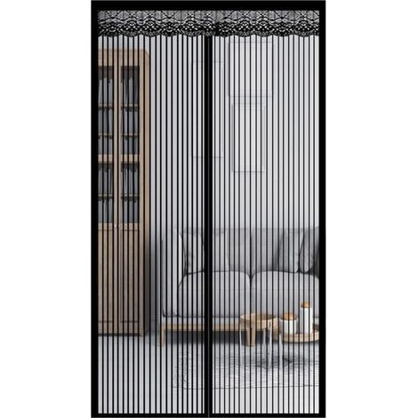 Magnetischer Türschutz, Moskitonetz-Türvorhang mit Magnetverschluss, kein Bohren erforderlich, für Balkon-, Keller- und Terrassentüren (120 x 220 cm), gestreift, kaffeebraun (1/4)