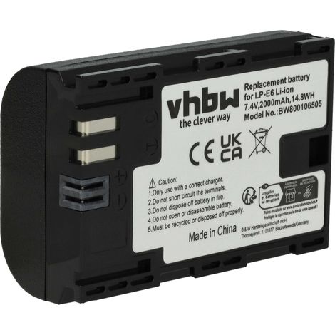 vhbw Akku kompatibel mit Canon Batteriegriff BG-E7, BG-9, BG-E6, BG-E13, BG-E14 (2000 mAh, 7,2 V, Li-Ion), Infochip (1/5)