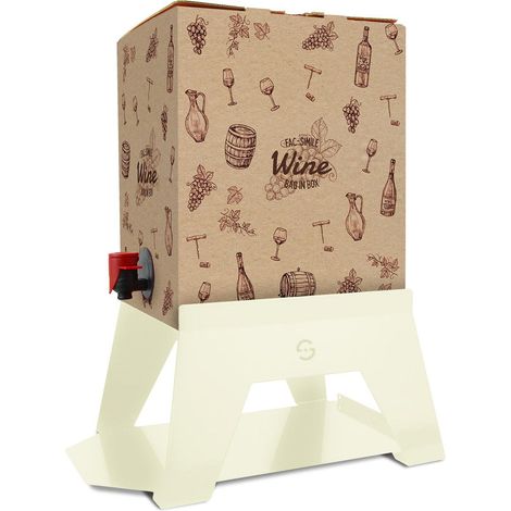 Porta Bag-in-Box 3L con vassoio integrato supporto rialzato per vino e olio Lisa - Panna (1/7)