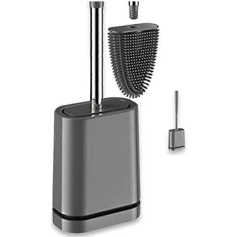 Premium silicone toilet brush - Grey - Wall-mounted toilet brush holder with turbo drying - AquaForge (1/3)