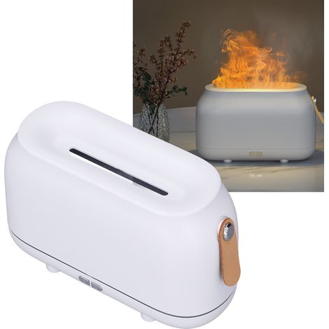 Hochleistungs-Luftbefeuchter mit Flammenfunktion und Ambientebeleuchtung für Zuhause und Büro, USB, weiß. (1/5)