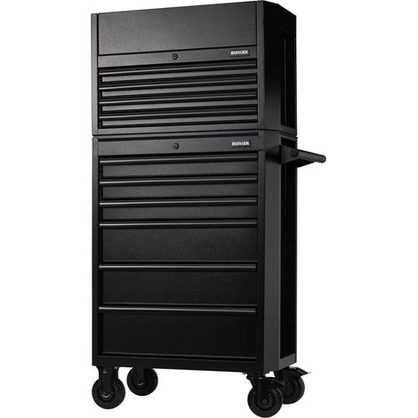 Draper 24247 BUNKER 10 Drawer Combined Roller Cabinet and Tool Chest, 26"", Black