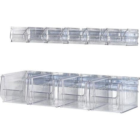 Wandschiene H75xB602xT180mm acier galv. avec bacs de rangement 6xMK5 transp.TECWERK