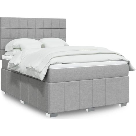 Boxspringbett mit Matratze Hellgrau 140x200 cm Stoff (1/5)