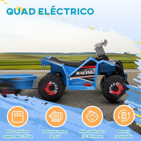 Voiture jouet électrique Remolque 6V à quatre roues pour enfants, convient aux enfants âgés de 18 à 36 mois, vitesse maximale 2,5 km/h, six roues, bleue. (1/5)