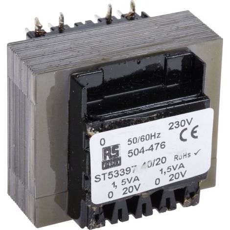 Transformateur pour circuit imprimé, Vin V c.a., Vout 20V c.a., 2 sorties, 3VA ( Prix pour 1 )