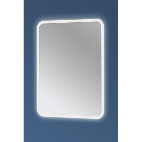 Specchio bagno stondato con led 80x60 cm  Specchio ed antifog  Senza Kit Bluetooth  Con accensione a sfioro