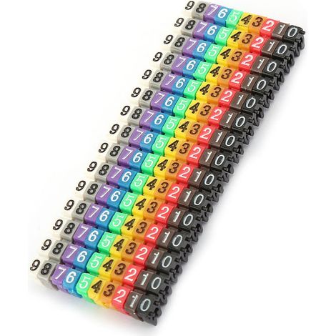 Étiquettes numérotées numériques pour câbles, tubes de marquage colorés (150 pièces, 1,5 mm²) (1/5)