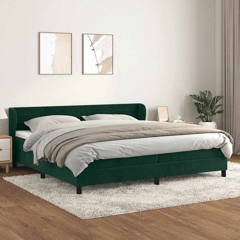 Sommier à lattes de lit et matelas Vert foncé 200x200cm Velours (1/5)