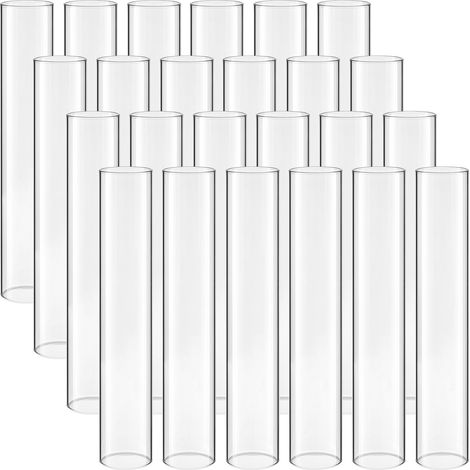 VEVOR Cylindres en Verre pour Bougies Lot de 24, Couvre-bougies Transparent 65x350 mm, Verre Borosilicate Haute Resistance et Coupe-vent pour Mariage, Centre de Table, Decoration Interieure et Fete (1/5)